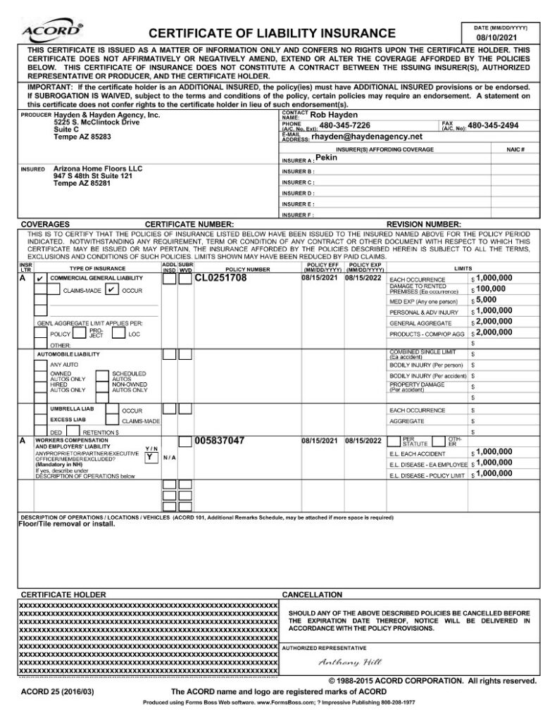 Arizona Licensed, Bonded and Insured Contractor - Why It's Important